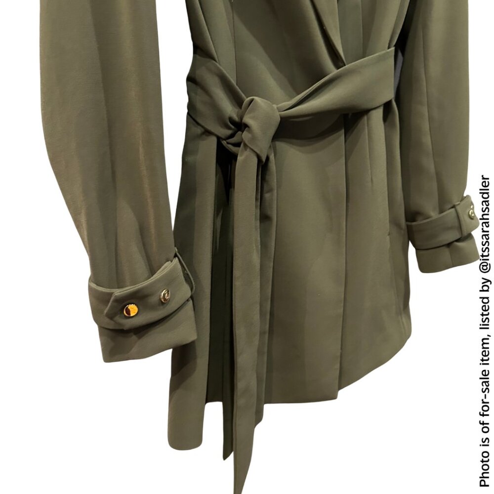 H&M Long Blazer or Dress w/ Tie Belt (Color: Olive, Size: US 2) - Picture 8 of 10
